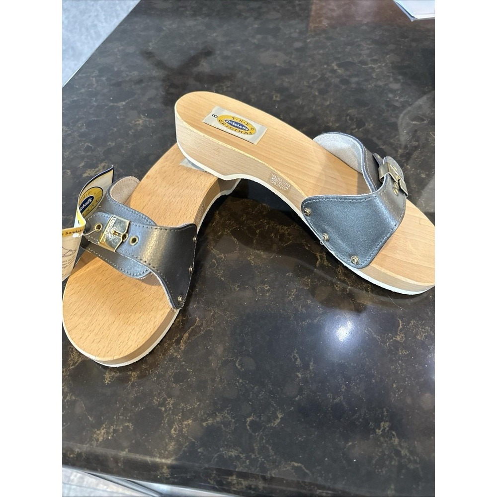 Rare Vintage 70s Dr Scholl's Wood Exercise Sandals Made Italy White Classic Sz 8